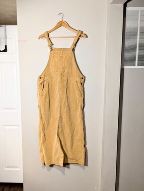 We the Free Mustard Yellow Tan Corduroy Holly Skirtall Overall Dress Medium
